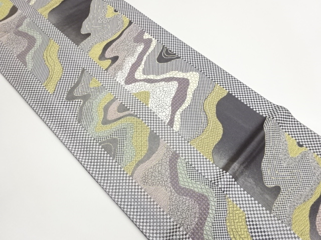 JAPANESE FUKURO OBI / WOVEN ABSTRACT STREAM